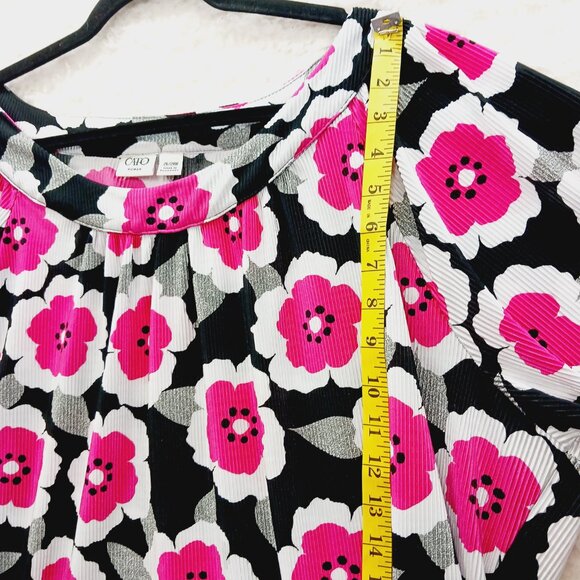 Blouse Size 26 28 Hot Pink Black Flower Power Y2K Retro Mod Festival Bloomcore - Picture 5 of 12